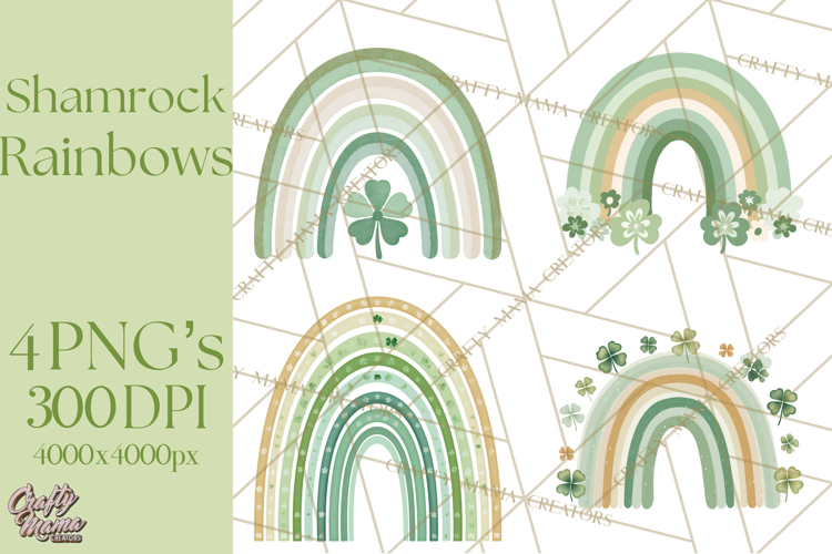 Retro St Patricks PNG Clipart, Vintage Shamrock Rainbow