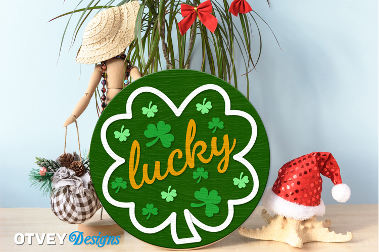 Shamrock Welcome Sign | Lucky Clover Door Hanger Lasercut