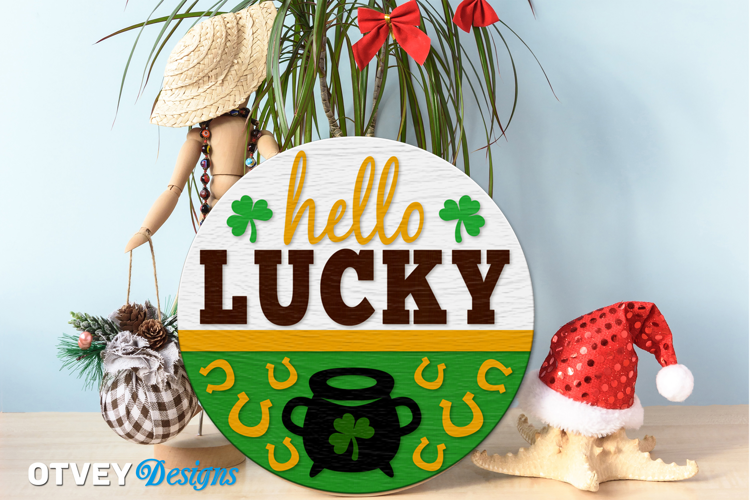 Shamrock Welcome Sign | Lucky Clover Door Hanger Lasercut