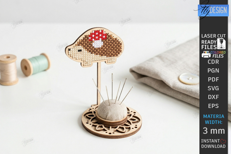 Sewing Pincushion Laser Cut | Needle Holder Stand | Hedgehog