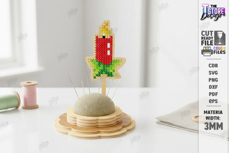 Needle Pincushion Sewing Stand Laser Cut | Cross Stitch
