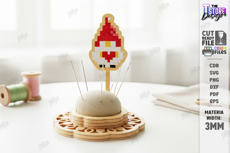 Needle Pincushion Sewing Stand Laser Cut | Cross Stitch