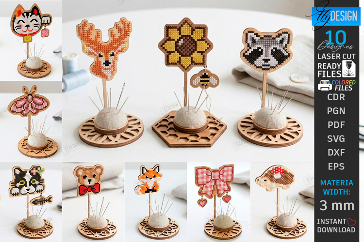 Sewing Pincushion Laser Cut Bundle | Needle Holder Stand SVG