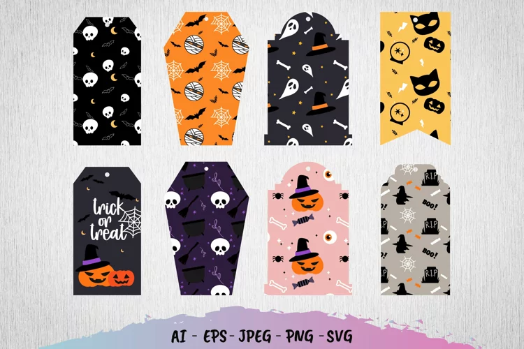 Shaped Tags with Halloween Pattern