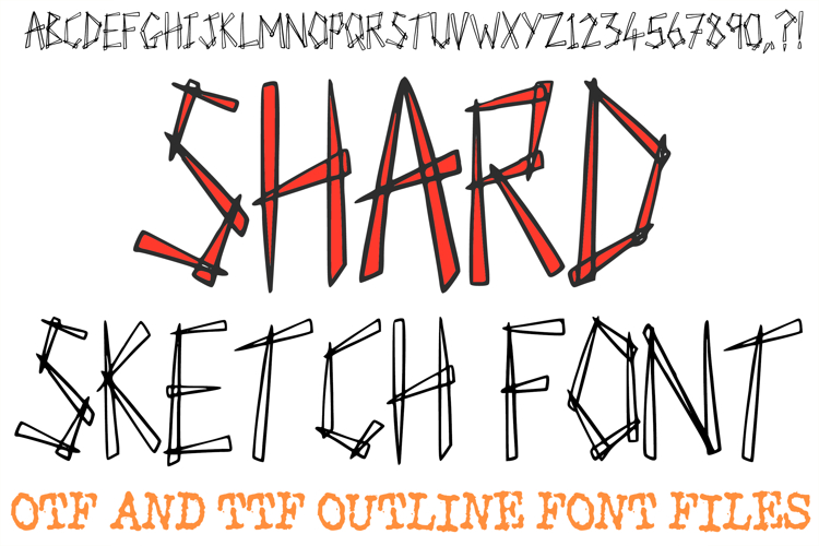 Shard Sketch Lettering Font Hand Drawn Sharp ABC OTF Type