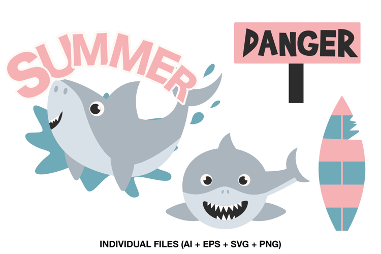 Shark Birthday Party Clipart for Summer Decorations