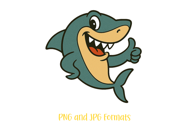 Shark Fishing Pun Logo Slogan Illustration PNG Cartoon