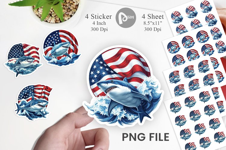 Shark 4th of July Sticker