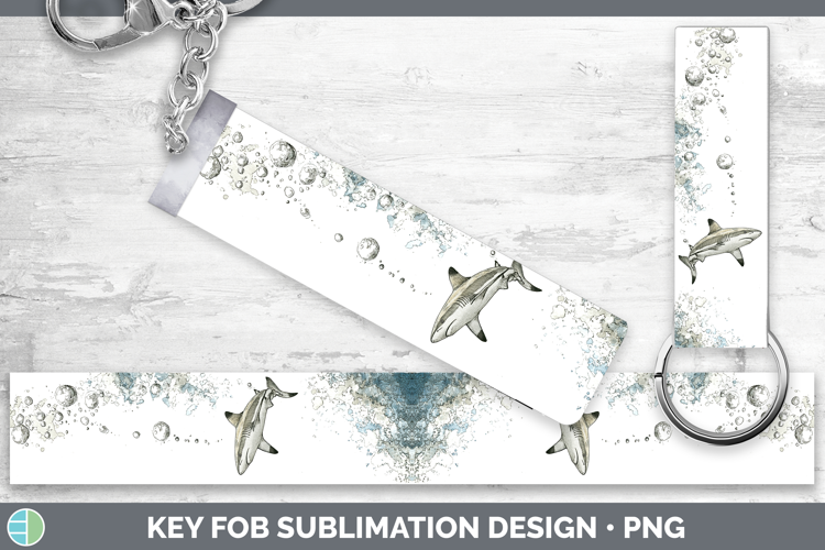 Blacktip Shark Sketch Key Fob Sublimation Design