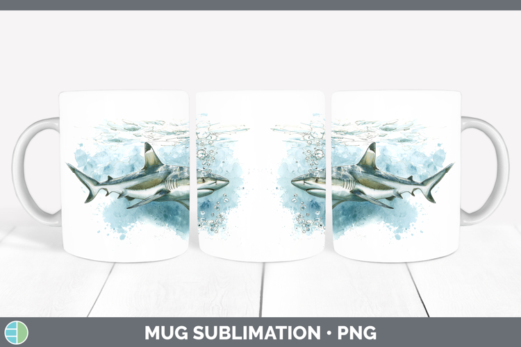 Blacktip Shark Sketch Mug Wrap Sublimation Design