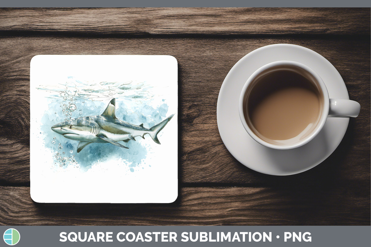 Blacktip Shark Sketch Square Coaster Sublimation Design