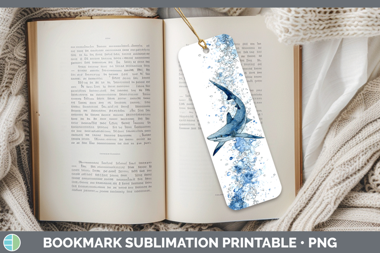 Blue Shark Sketch Bookmark Sublimation Design