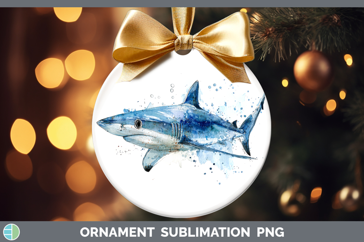 Blue Shark Sketch Ornament Sublimation Design