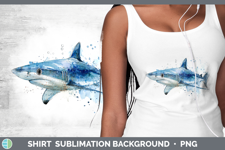 Blue Shark Sketch Shirt Sublimation Design