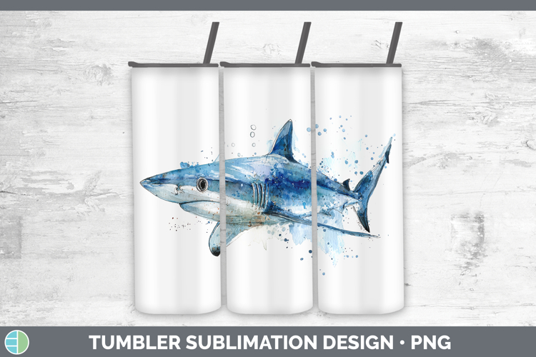 Blue Shark Sketch Tumbler Sublimation Design