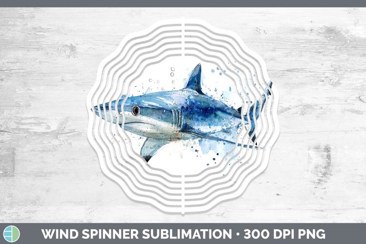 Blue Shark Sketch Wind Spinner Sublimation Design