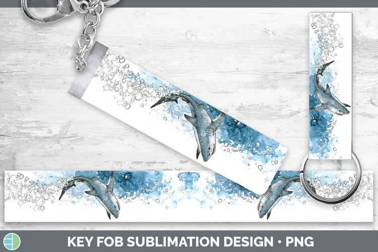 Bull Shark Sketch Key Fob Sublimation Design