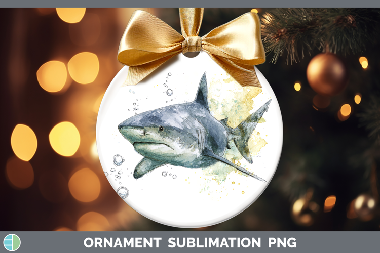 Bull Shark Sketch Ornament Sublimation Design
