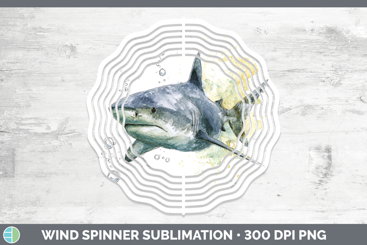 Bull Shark Sketch Wind Spinner Sublimation Design