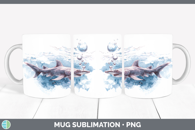 Goblin Shark Sketch Mug Wrap Sublimation Design