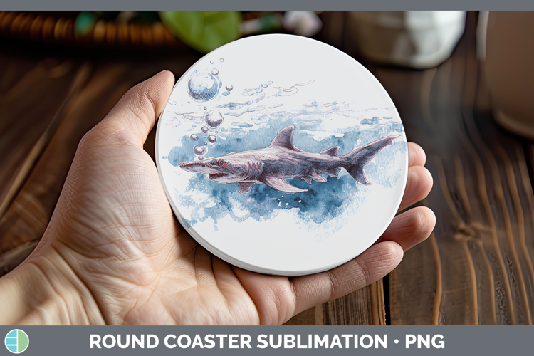 Goblin Shark Sketch Round Coaster Sublimation Design