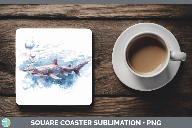 Goblin Shark Sketch Square Coaster Sublimation Design