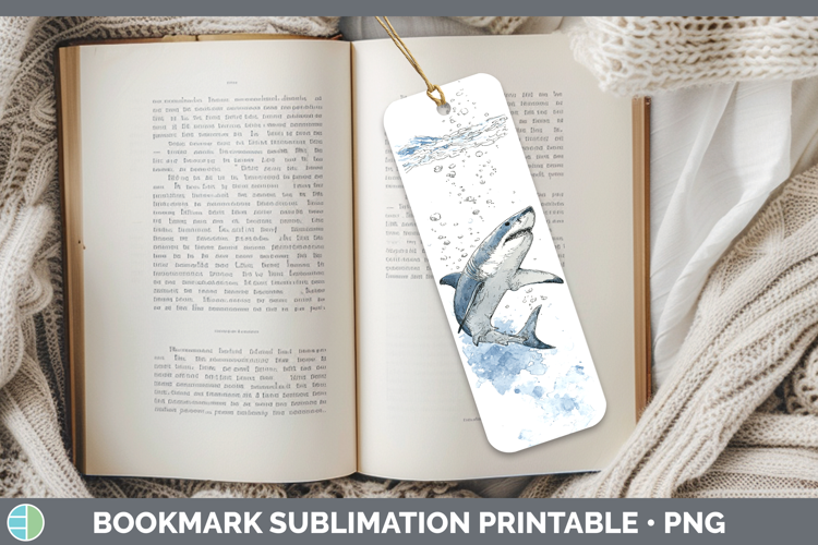 Great White Shark Sketch Bookmark Sublimation Design