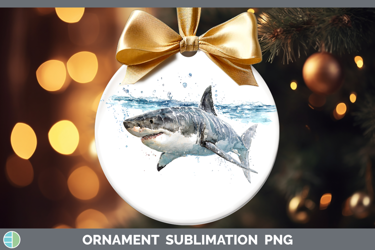 Great White Shark Sketch Ornament Sublimation Design