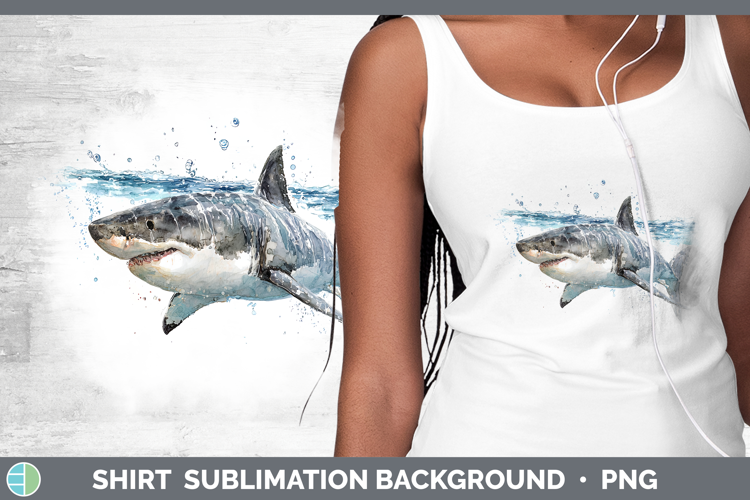 Great White Shark Sketch Shirt Sublimation Design