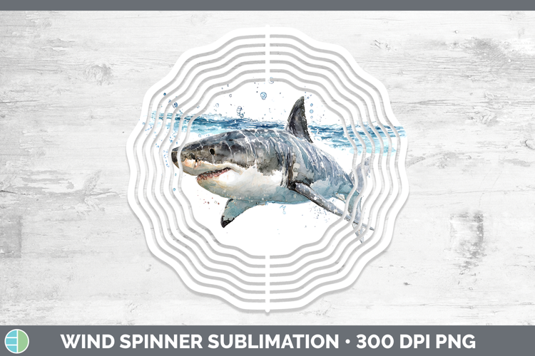 Great White Shark Sketch Wind Spinner Sublimation Design