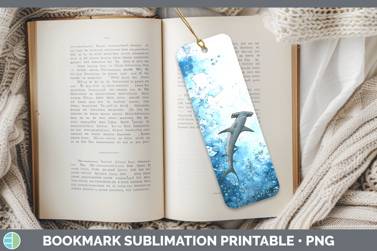 Hammerhead Shark Sketch Bookmark Sublimation Design