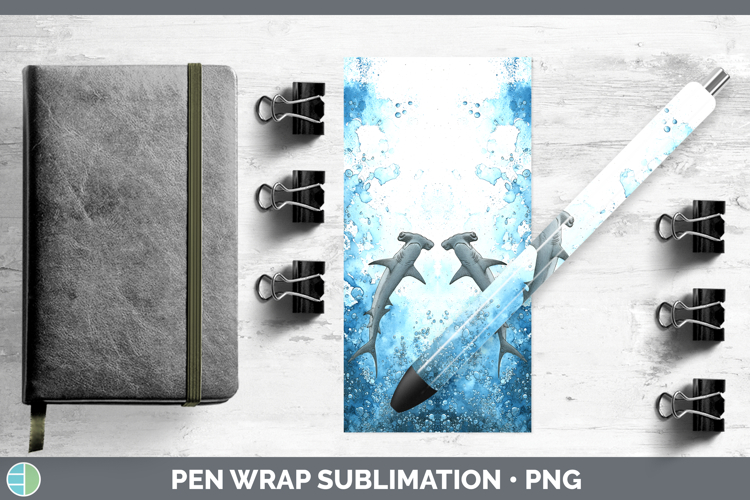 Hammerhead Shark Sketch Pen Wrap Sublimation Design