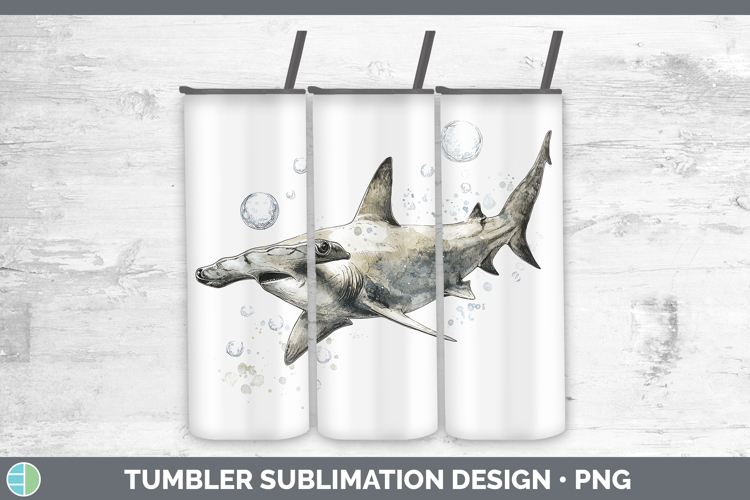 Hammerhead Shark Sketch Tumbler Sublimation Design