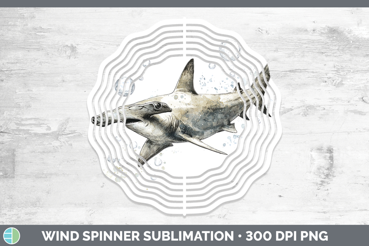 Hammerhead Shark Sketch Wind Spinner Sublimation Design