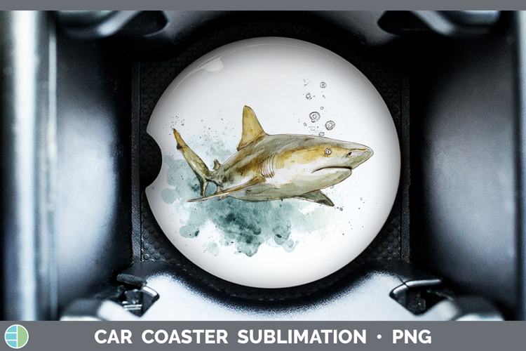 Lemon Shark Sketch Car Coaster Sublimation Design