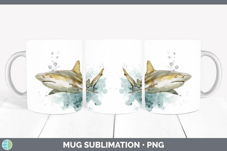 Lemon Shark Sketch Mug Wrap Sublimation Design