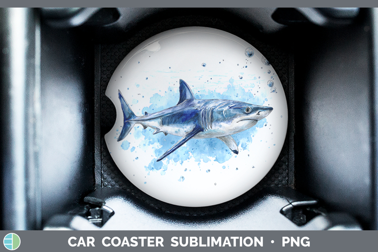 Mako Shark Sketch Car Coaster Sublimation Design