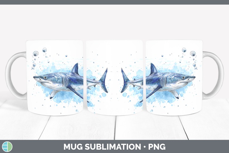 Mako Shark Sketch Mug Wrap Sublimation Design