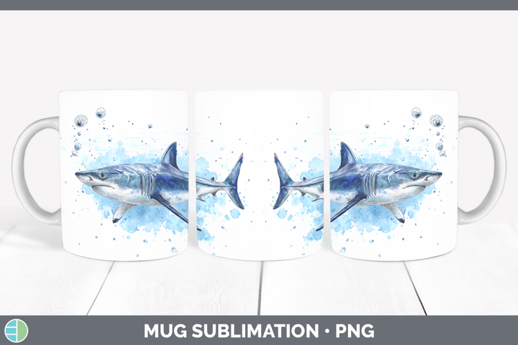 Mako Shark Sketch Mug Wrap Sublimation Design