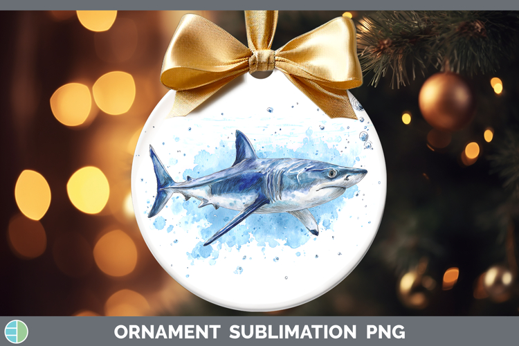 Mako Shark Sketch Ornament Sublimation Design