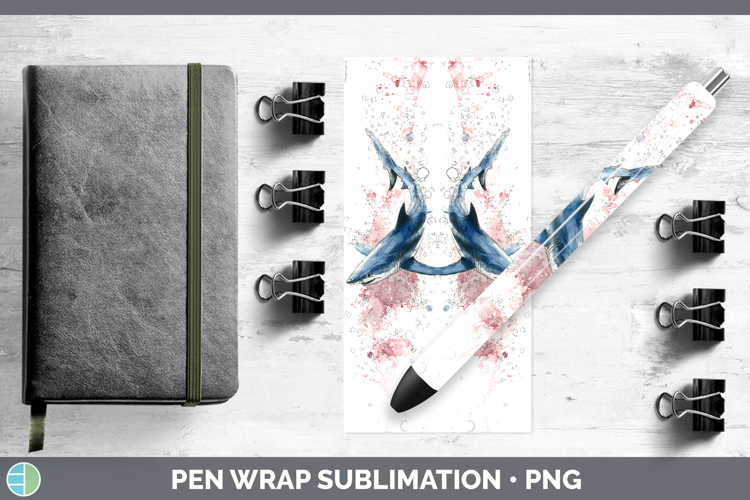Mako Shark Sketch Pen Wrap Sublimation Design