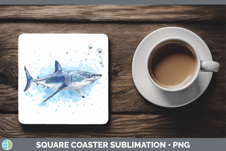 Mako Shark Sketch Square Coaster Sublimation Design