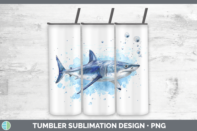 Mako Shark Sketch Tumbler Sublimation Design