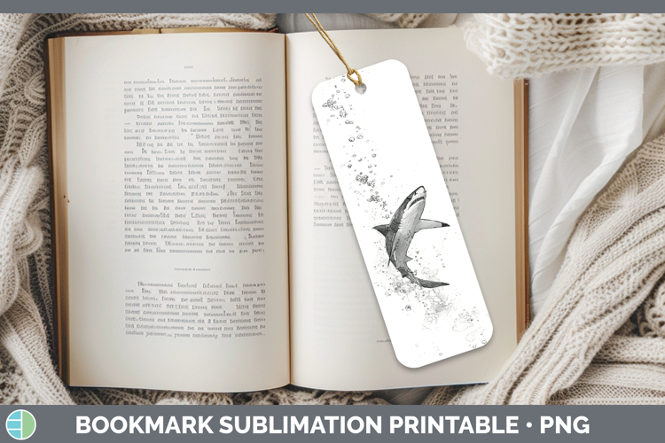 Porbeagle Shark Sketch Bookmark Sublimation Design