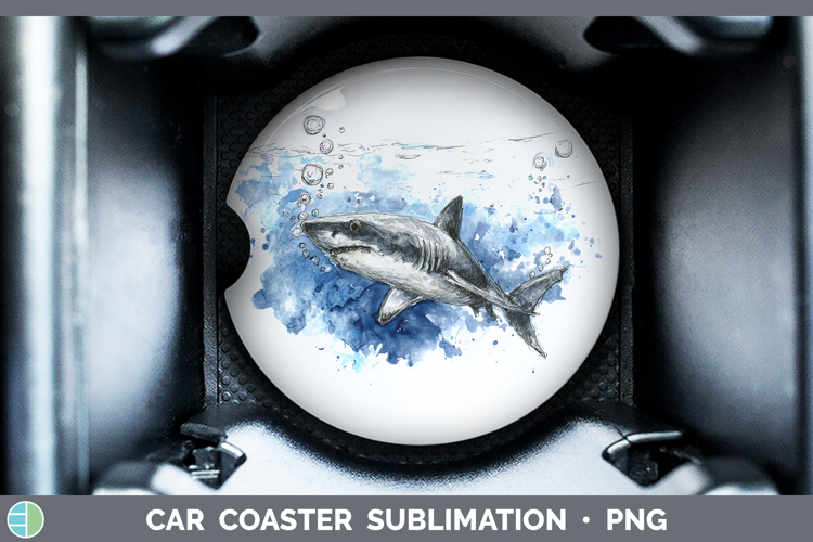 Porbeagle Shark Sketch Car Coaster Sublimation Design