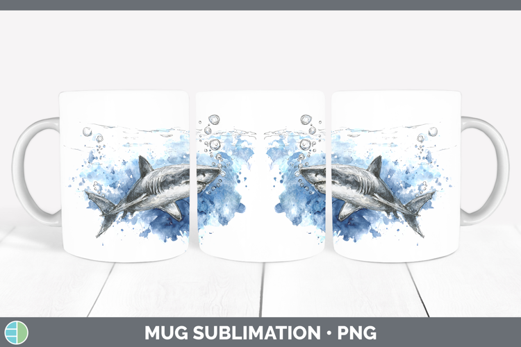 Porbeagle Shark Sketch Mug Wrap Sublimation Design