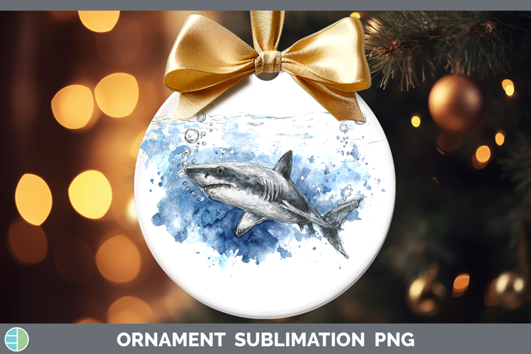 Porbeagle Shark Sketch Ornament Sublimation Design