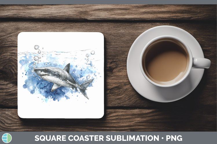 Porbeagle Shark Sketch Square Coaster Sublimation Design