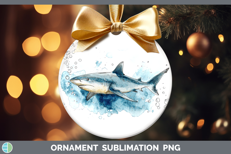 Reef Shark Sketch Ornament Sublimation Design