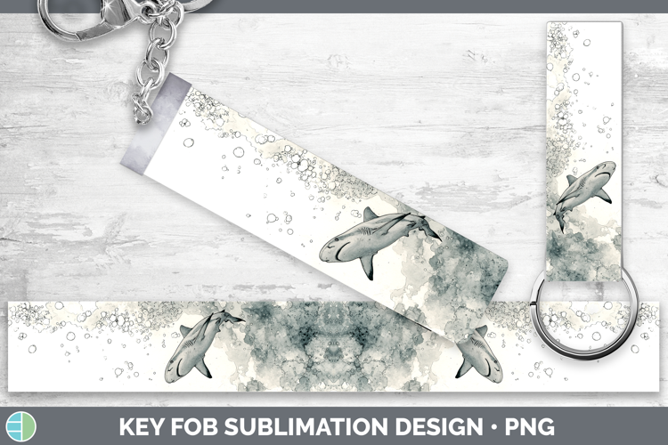 Sandbar Shark Sketch Key Fob Sublimation Design